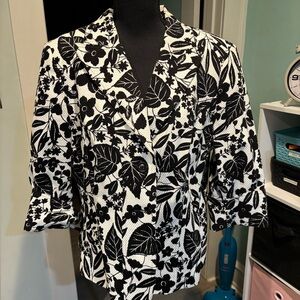 Kate Hill Monochrome Leaf Pattern Blazer